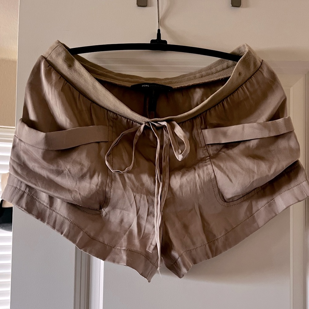 BCBG XS boxer, silk shorts with drawstring.